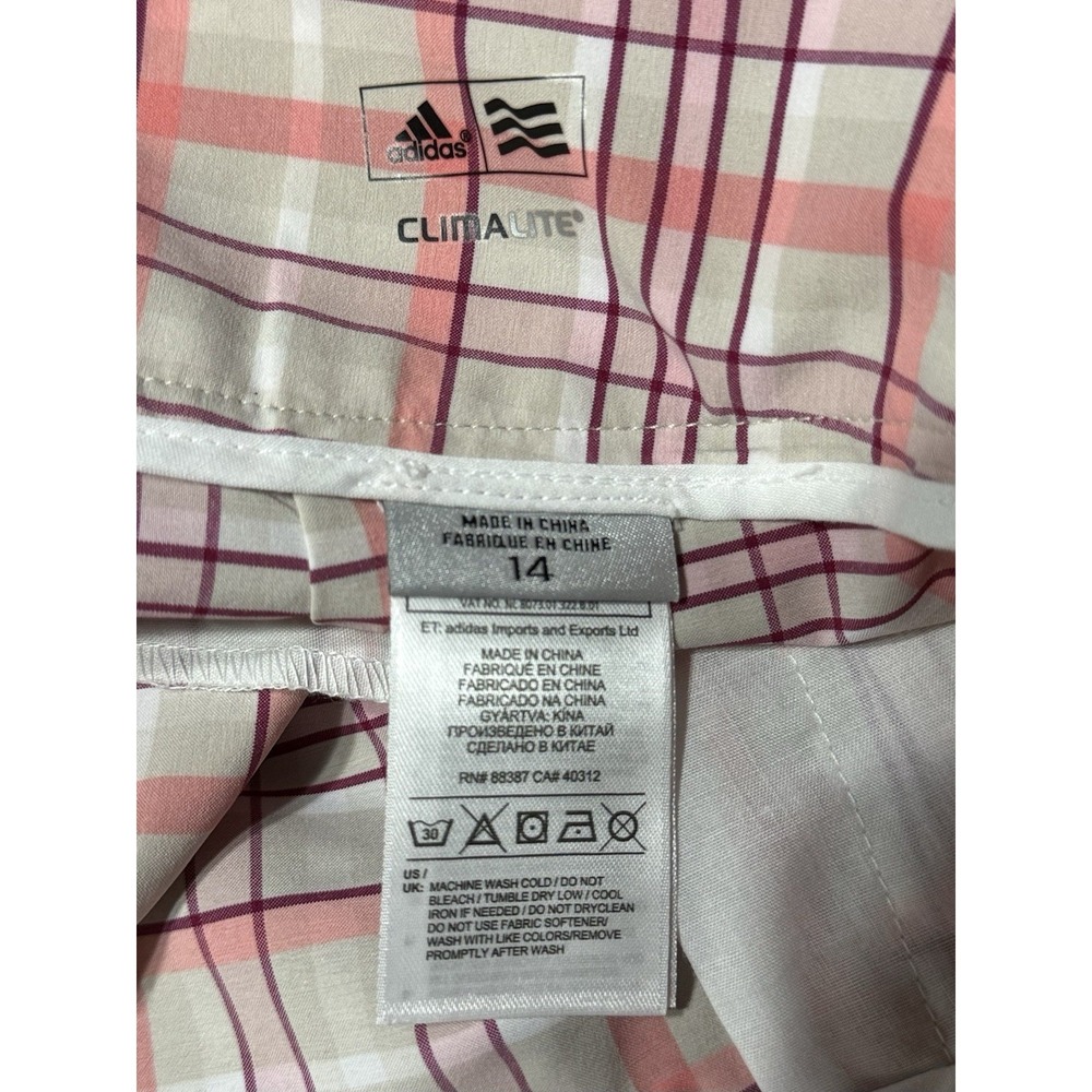 Adidas Pedal Pusher Bermuda Shorts Women's 14 Climalite Stretch Pink Plaid NWT - Picture 6 of 14